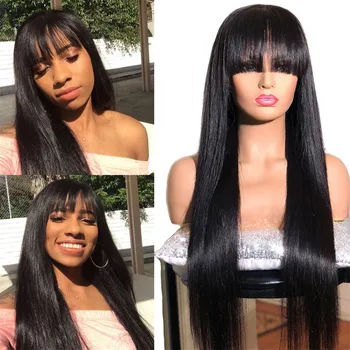 JRX Brazilian Straight Lace Front Human Hair Wigs Pre Plucked Remy Hair With Bangs Bleached Knots #1B Colored Lace Closure Wigs 
JRX Brazilian Straight Lace Front Human Hair Wigs Pre Plucked Remy Hair With Bangs Bleached Knots #1B Colored Lace Closure Wigs