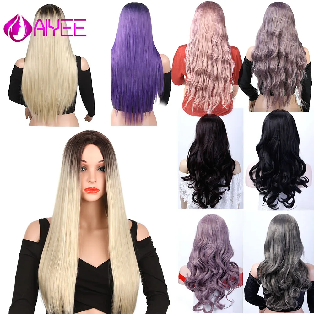 AIYEE 26''22'' Long Straight Ombre Synthetic Wig Middle Part Heat Resistant Cosplay Black Purple Green Colors Wave Blonde Wig
AIYEE 26''22'' Long Straight Ombre Synthetic Wig Middle Part Heat Resistant Cosplay Black Purple Green Colors Wave Blonde Wig