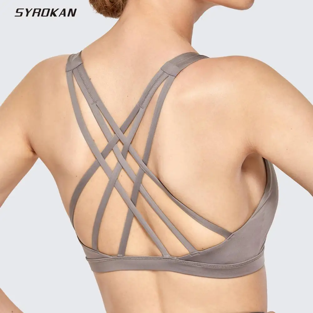 SYROKAN Women's Low Impact Strappy Cross Back Workout Yoga Bra With Removable Pads
SYROKAN Women's Low Impact Strappy Cross Back Workout Yoga Bra With Removable Pads
