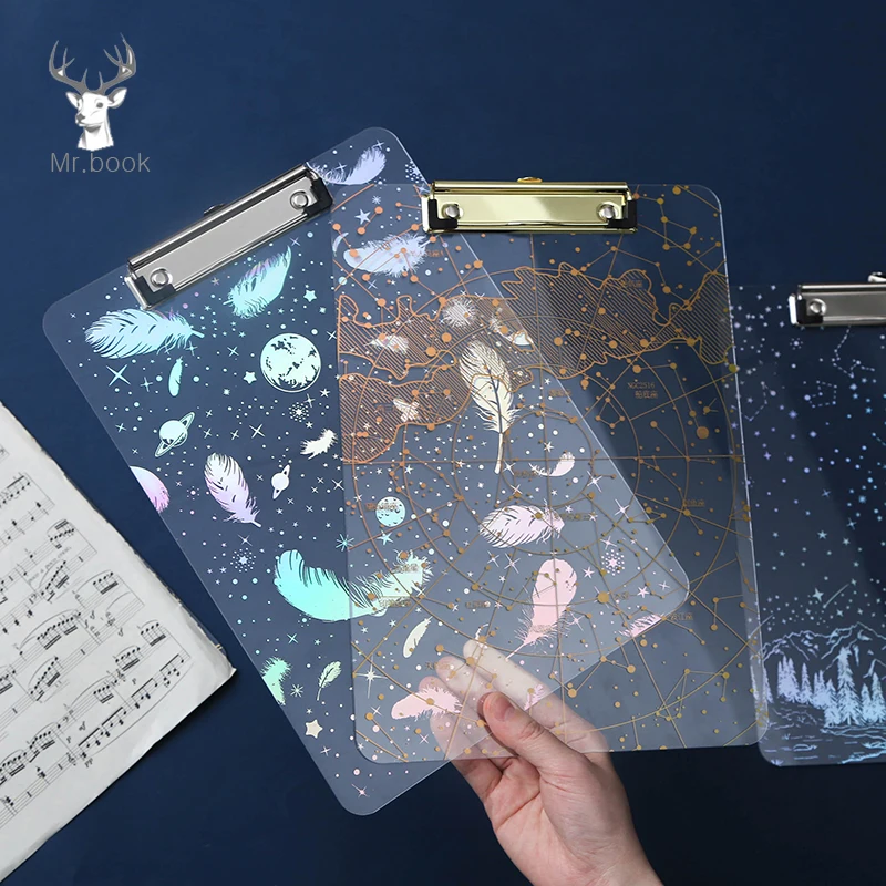 Laser Hot Stamping Starry Sky Document File Folder A4 Board Clip Student Stationery Plastic Writing Hard Board School Supplies
Laser Hot Stamping Starry Sky Document File Folder A4 Board Clip Student Stationery Plastic Writing Hard Board School Supplies