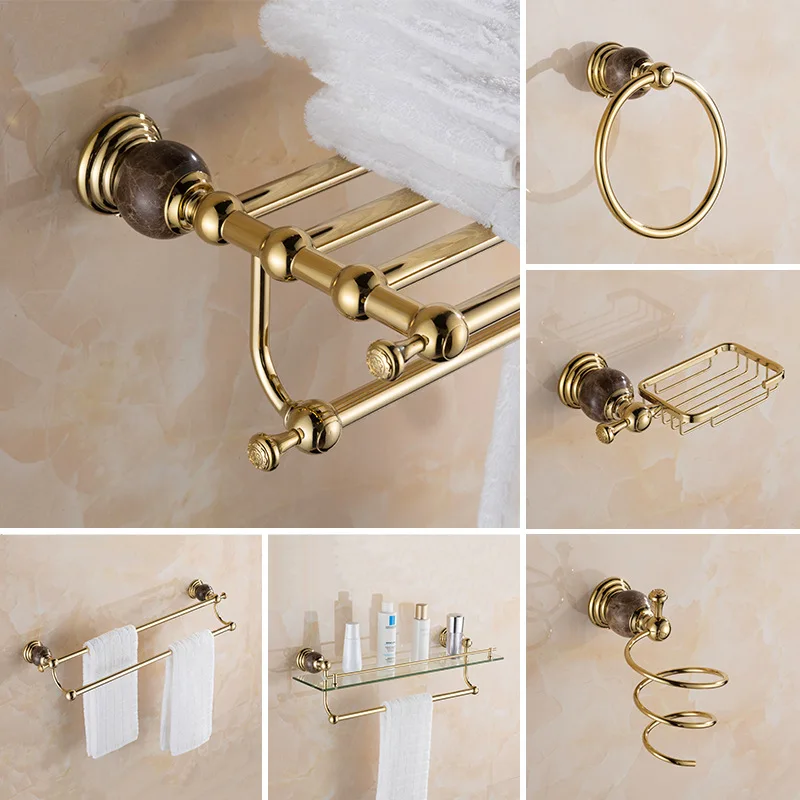 Stainless Steel Bathroom Hangs Coffee Jade Towel Rack European Style Gold-Tone Bathroom Set Bathroom Storage Shelf Towel Rack
Stainless Steel Bathroom Hangs Coffee Jade Towel Rack European Style Gold-Tone Bathroom Set Bathroom Storage Shelf Towel Rack