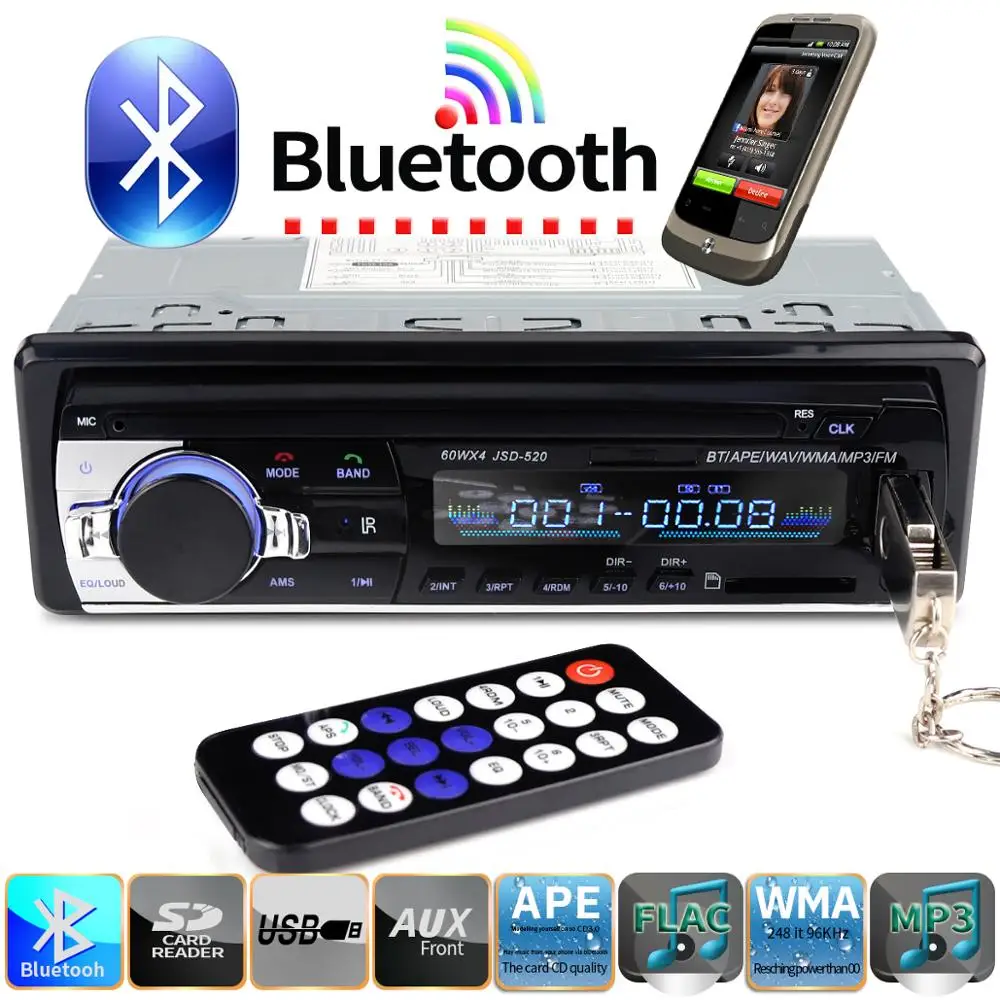 Авторадио 1 Din автомобильное радио 24 В JSD 520 стерео Bluetooth аудио Mp3 рекордер USB SD Aux