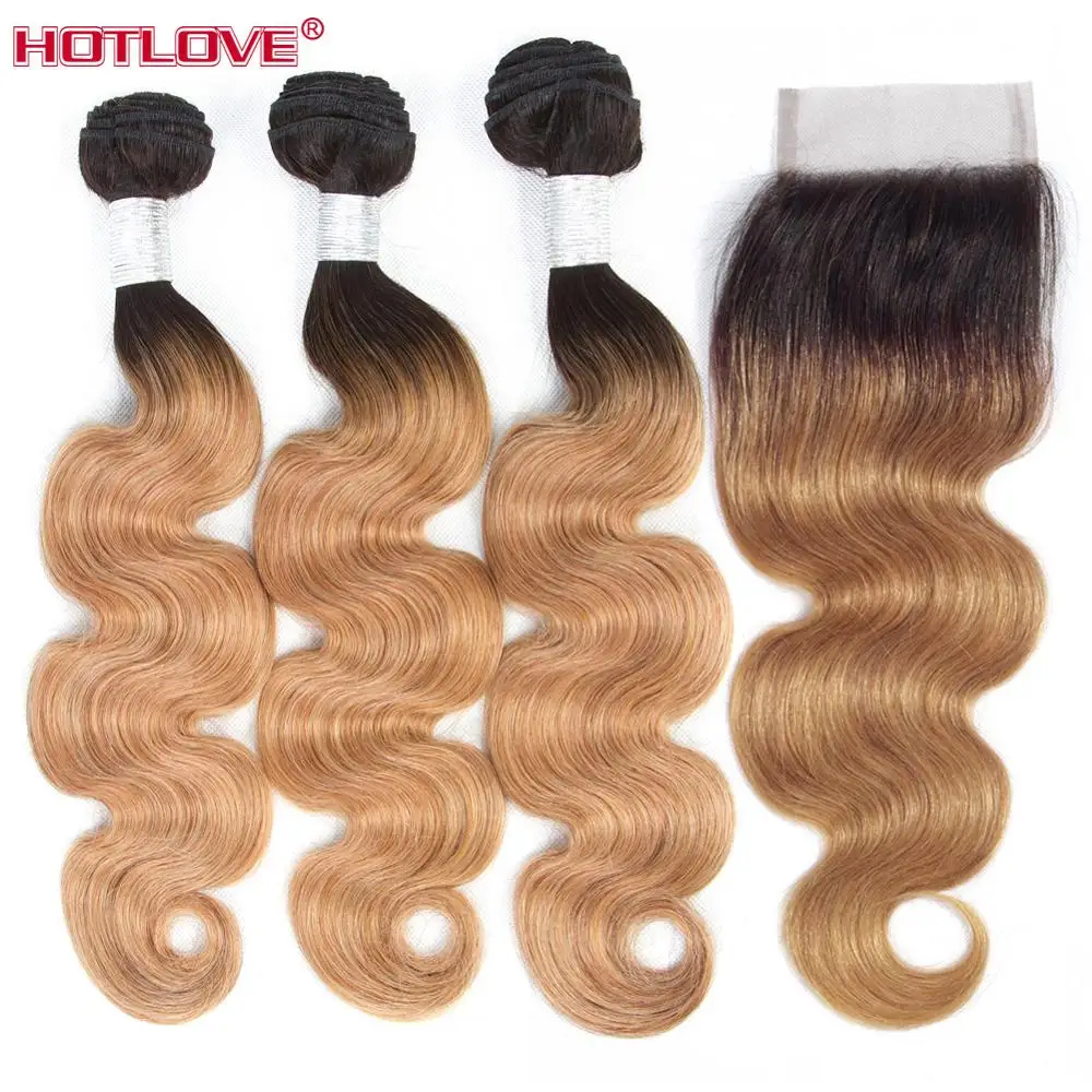 Brazilian Body Wave Hair Weave 3 Bundles with Closure 4*4 Lace Closure non Remy Human Hair Extensions T1B/27 Blonde Hair
Brazilian Body Wave Hair Weave 3 Bundles with Closure 4*4 Lace Closure non Remy Human Hair Extensions T1B/27 Blonde Hair