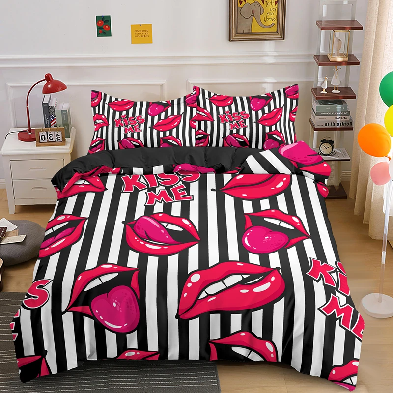 Kiss Sexy Lips Duvet Cover And Pillowcase Luxury Bedding Set Quilt Covers Queen Size 2/3PCS Bedclothes Home Textile
Kiss Sexy Lips Duvet Cover And Pillowcase Luxury Bedding Set Quilt Covers Queen Size 2/3PCS Bedclothes Home Textile