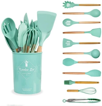 4 Color Kitchen Cookware Silicone Heat Resistant Non-Stick Wooden Handle Cooking Utensils Set with Storage Box Kitchen Tools
4 Color Kitchen Cookware Silicone Heat Resistant Non-Stick Wooden Handle Cooking Utensils Set with Storage Box Kitchen Tools