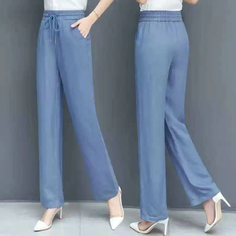 Wide-leg pants Ladies 2020 Summer Fashion High waist Fashion Loose Big Feet Blue Plus sizeThin Section Women Long Pants
Wide-leg pants Ladies 2020 Summer Fashion High waist Fashion Loose Big Feet Blue Plus sizeThin Section Women Long Pants