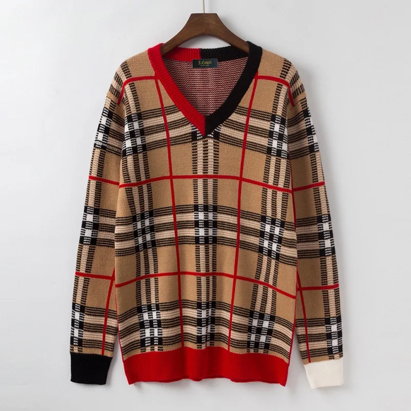 Jiu si Available 2019 Winter New Style Classic Pattern Loose-Fit WOMEN'S Sweater V-neck BBR Sweater Men And Women Celebrity Styl
Jiu si Available 2019 Winter New Style Classic Pattern Loose-Fit WOMEN'S Sweater V-neck BBR Sweater Men And Women Celebrity Styl