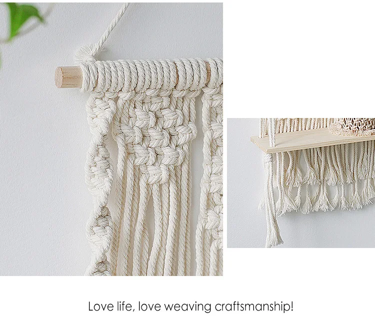 Macrame Floating Shelf Wall Hanging - Woven Tassel Display Shelf 5 Hb4b56202a87f4f9082b342200a6f278bV