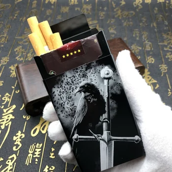 

Personalized Eagle Totem Aluminium Alloy Creative Cigarette Case Laser Carved Wolf Will Not Fade Smoking Holders Cigarette Boxes