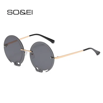 SO&EI Fashion Oversized Round Snake Surround Shape Sunglasses Women Vintage Rimless Gray Red Green Lens Eyewear Men Sun Glasses
SO&EI Fashion Oversized Round Snake Surround Shape Sunglasses Women Vintage Rimless Gray Red Green Lens Eyewear Men Sun Glasses