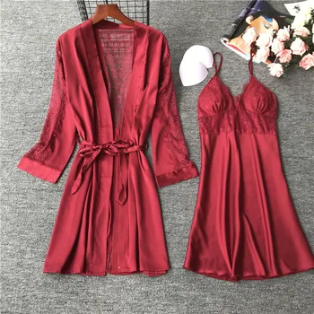 Pajamas women's Red Sexy halter with chest pad straps nightdress comfortable ice silk two-piece suit home service пижамаженская 
Pajamas women's Red Sexy halter with chest pad straps nightdress comfortable ice silk two-piece suit home service пижамаженская