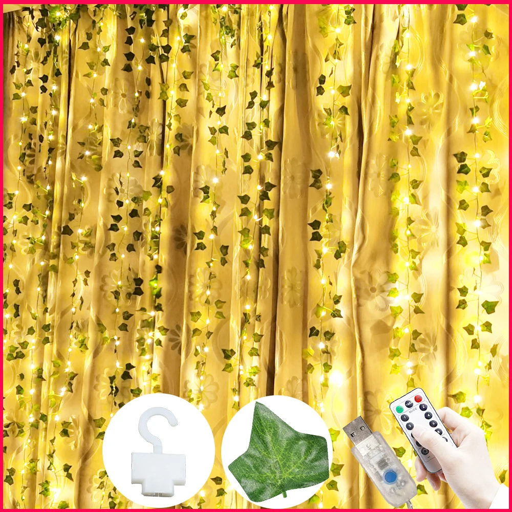 LED Garland Copper Fairy String Curtain Lights with Artificial Ivy Leaf Plants Home Decor for Wedding Room Outdoor Decoration
LED Garland Copper Fairy String Curtain Lights with Artificial Ivy Leaf Plants Home Decor for Wedding Room Outdoor Decoration