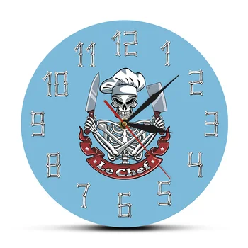 Funny Le Chef Skeleton Cooking Modern Acrylic Wall Clock Skull with Chef Hat and Knife Restaurant Kitchen Decor Gift For Chef
Funny Le Chef Skeleton Cooking Modern Acrylic Wall Clock Skull with Chef Hat and Knife Restaurant Kitchen Decor Gift For Chef
