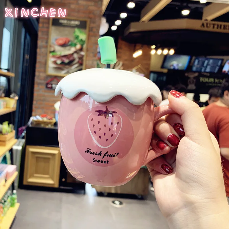 Creative personality ceramic cup cartoon strawberry tummy water cup lovely female student mug 400ML coffee cup spoon with lid
Creative personality ceramic cup cartoon strawberry tummy water cup lovely female student mug 400ML coffee cup spoon with lid