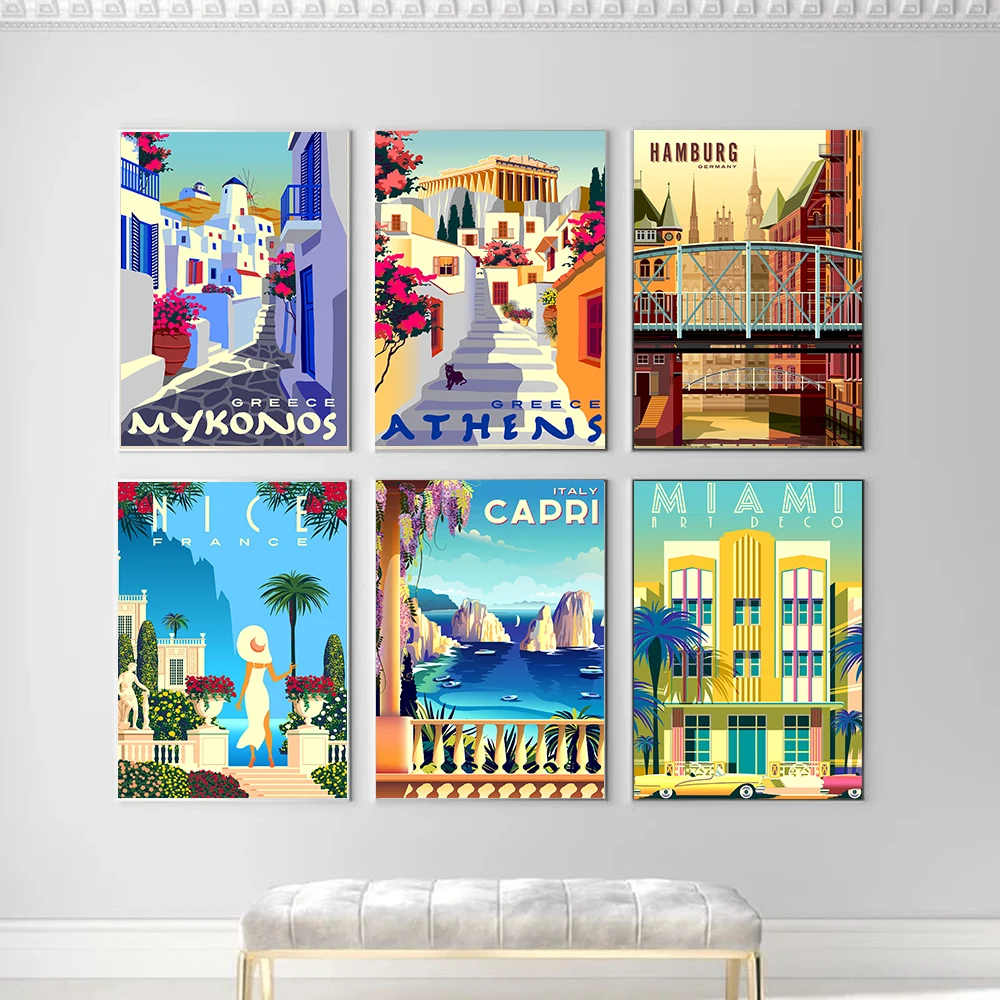 Hd Print Vintage Art Painting Greece Italy Germany Retro Posters and Prints Travel Cities Landscape Wall Art Picture Bedroom
Hd Print Vintage Art Painting Greece Italy Germany Retro Posters and Prints Travel Cities Landscape Wall Art Picture Bedroom