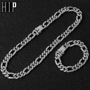 Hip Hop 1Set 13MM Gold Iced Out Paved Rhinestones Miami Curb Figaro Link Chain Necklace CZ Bling Rapper Necklace For Men Jewelry
Hip Hop 1Set 13MM Gold Iced Out Paved Rhinestones Miami Curb Figaro Link Chain Necklace CZ Bling Rapper Necklace For Men Jewelry