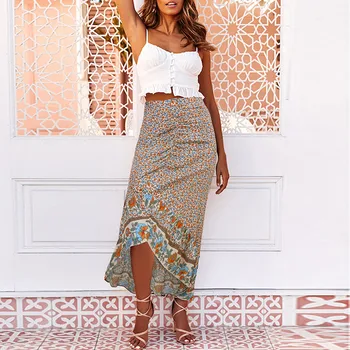 Fashion Women's Floral Print Bohemia Skirts Irregular Hem Long Skirts With Ruffles Womens Maxi Long Skirts 2020 Gonne Donna #3
Fashion Women's Floral Print Bohemia Skirts Irregular Hem Long Skirts With Ruffles Womens Maxi Long Skirts 2020 Gonne Donna #3