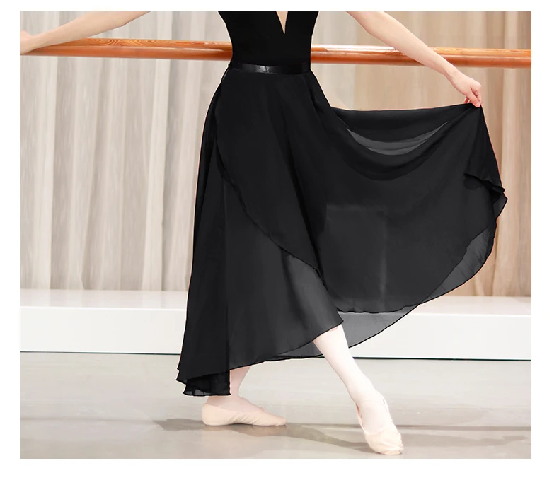 Adultos chifón largo faldas de Ballet mujeres Lyrical suave vestido de Ballet negro Borgoña Marina Rosa Blanco trajes de baile de Ballet LAN #White 