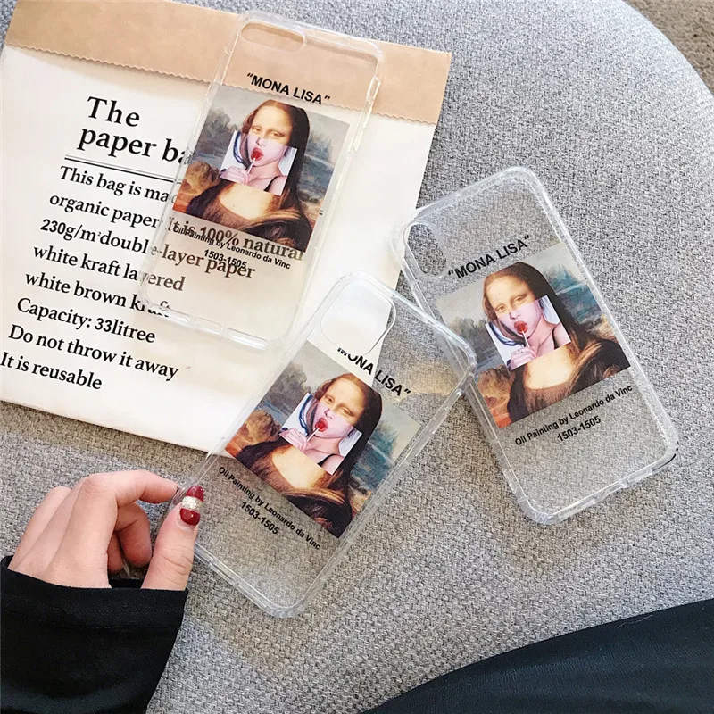 Fashion Art Mona Lisa Spoof Lollipop Transparent case for iphone 6s 7 8 plus 11 Pro X XSMAX XR soft silicone luxury street cover Hb4c6958c81534cf8a2a972e8e6f5257cM - Fashion Art Mona Lisa Spoof Lollipop Transparent case for iphone 6s 7 8 plus 11 Pro X XSMAX XR soft silicone luxury street cover