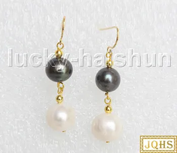 JQHS Genuine Dangle 10mm white black freshwater pearl Beaded Earrings j11478
JQHS Genuine Dangle 10mm white black freshwater pearl Beaded Earrings j11478