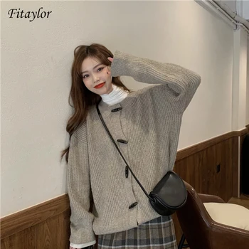 Fitaylor Women Horn Button Sweater Spring Casual Female Loose Fit Knitted Cardigans Retro Knitted Ladies Knitwear Tops 
Fitaylor Women Horn Button Sweater Spring Casual Female Loose Fit Knitted Cardigans Retro Knitted Ladies Knitwear Tops