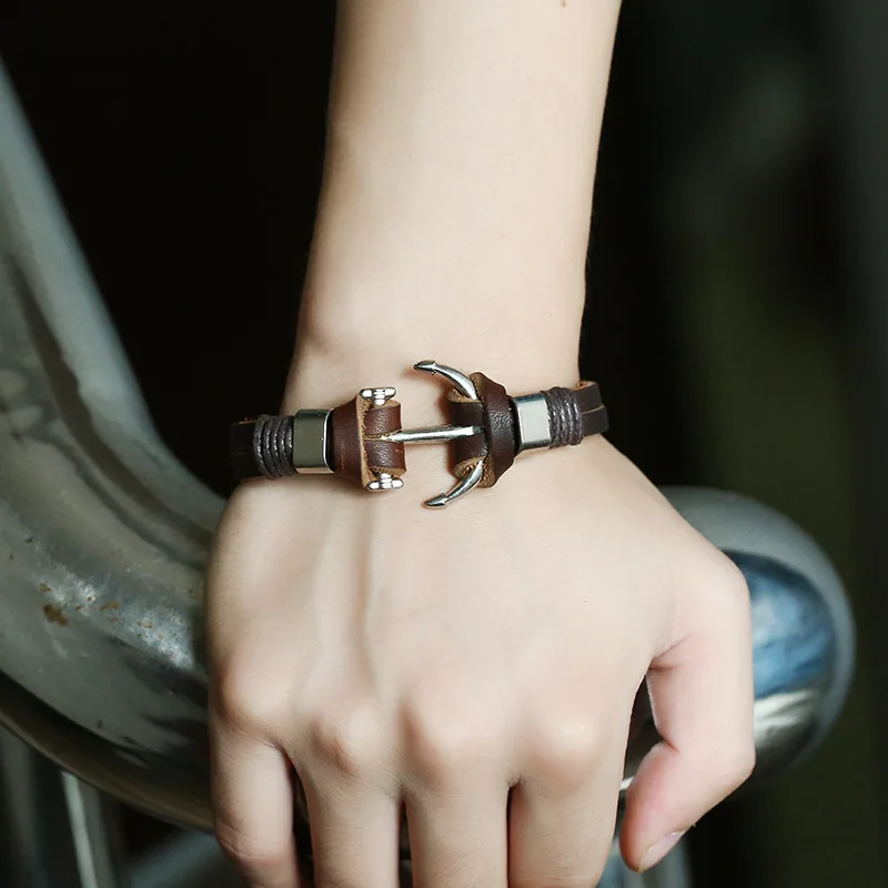 Vintage Black Brown Anchor Genuine Leather Bracelet Men Women Fashion Braided Handmade Couple Bracelets Bangles Valentine Gift
Vintage Black Brown Anchor Genuine Leather Bracelet Men Women Fashion Braided Handmade Couple Bracelets Bangles Valentine Gift