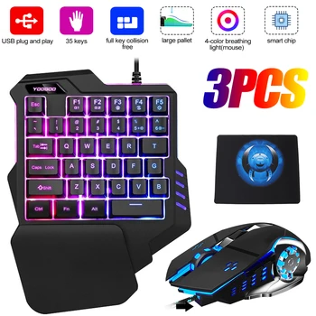 One-Handed Mechanical Gaming Keyboard RGB Backlight Portable Mini Gaming Keypad USB Wired Mouse Pad Kit For PC Gamer
One-Handed Mechanical Gaming Keyboard RGB Backlight Portable Mini Gaming Keypad USB Wired Mouse Pad Kit For PC Gamer