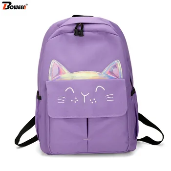 

Backpack Female School Bags for Girl Teenage Nylon Backpack Women Bagpack Cute Cat Ears Student Back Pack Teen Youth Backbag New