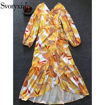 Svoryxiu Designer Summer Midi Dress Women's Lantern Sleeve Sexy V-Neck Backless Ruffles Asymmetry Lace up Dresses Vestdios
Svoryxiu Designer Summer Midi Dress Women's Lantern Sleeve Sexy V-Neck Backless Ruffles Asymmetry Lace up Dresses Vestdios