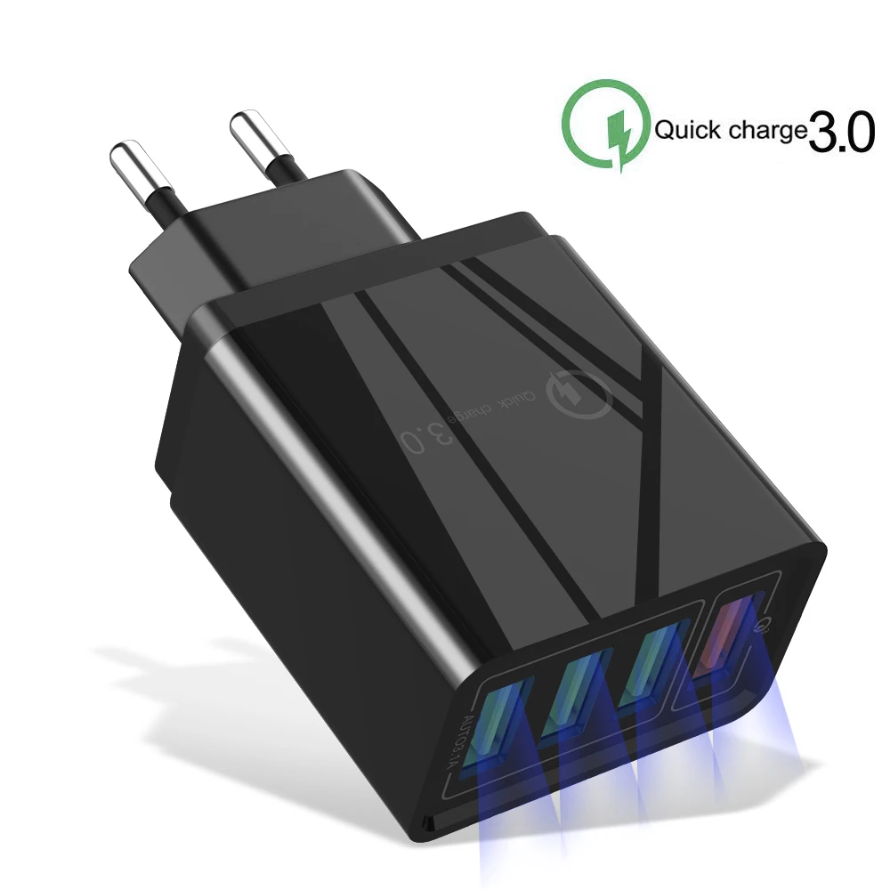 QC 3.0 USB Charger EU/US/UK Plug Wall Mobile Phone 4 Ports Fast Charger For iPhone XS Samsung S8 Adapter QC 3.0 Travel Charger
QC 3.0 USB Charger EU/US/UK Plug Wall Mobile Phone 4 Ports Fast Charger For iPhone XS Samsung S8 Adapter QC 3.0 Travel Charger