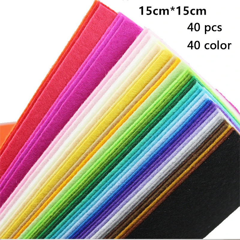 40pcs 15*15cm Polyester non-woven fabric felt Patchwork DIY hand-made cloth Sewing Quilting Fabric Needlework dolls cloth bags
40pcs 15*15cm Polyester non-woven fabric felt Patchwork DIY hand-made cloth Sewing Quilting Fabric Needlework dolls cloth bags