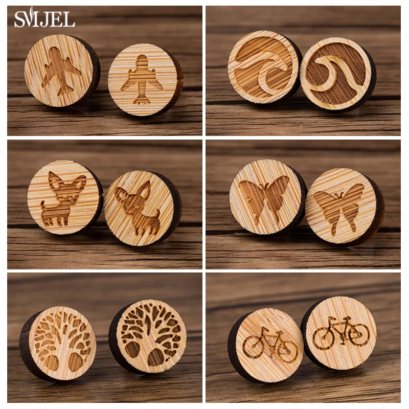SMJEL Vintage Wood Bicycle Airplane Earrings For Men Wave Tree Butterfly Dog Earring Ear Stud For Women 2019 
SMJEL Vintage Wood Bicycle Airplane Earrings For Men Wave Tree Butterfly Dog Earring Ear Stud For Women 2019