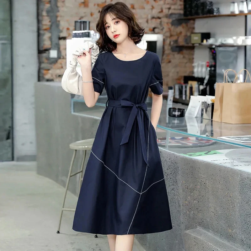 2021 summer new Korean fashion slim sashes women dresses o-neck casual patchwork short sleeve female dresses LJ3120
2021 summer new Korean fashion slim sashes women dresses o-neck casual patchwork short sleeve female dresses LJ3120