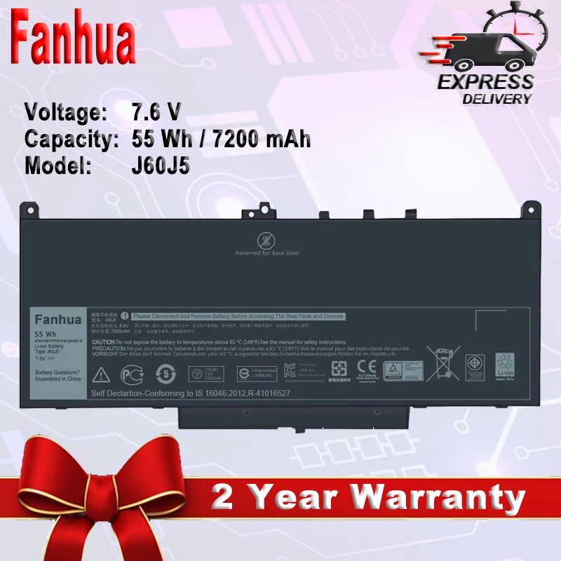 Аккумулятор Fanhua 55Wh J60J5 для ноутбука Dell Latitude E7270 E7470 7270 7470, серия J60J5 NJJ2H MC34Y 242WD, с бесплатными инструментами
Аккумулятор Fanhua 55Wh J60J5 для ноутбука Dell Latitude E7270 E7470 7270 7470, серия J60J5 NJJ2H MC34Y 242WD, с бесплатными инструментами