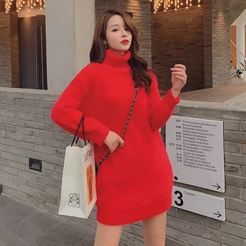 2020 Turtleneck Sweater Women's Turtleneck Knit Dress Autumn Loose Knit Women's Thick Winter Base Sweater Dress Casual Fashion
2020 Turtleneck Sweater Women's Turtleneck Knit Dress Autumn Loose Knit Women's Thick Winter Base Sweater Dress Casual Fashion