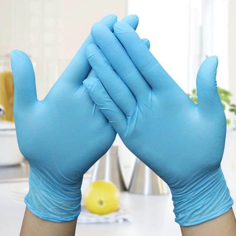 200PCS Disposable Gloves Mechanic Gloves Nitrile Gloves Protective Gloves Cleaning Washing Laboratory Anti-Static Gloves
