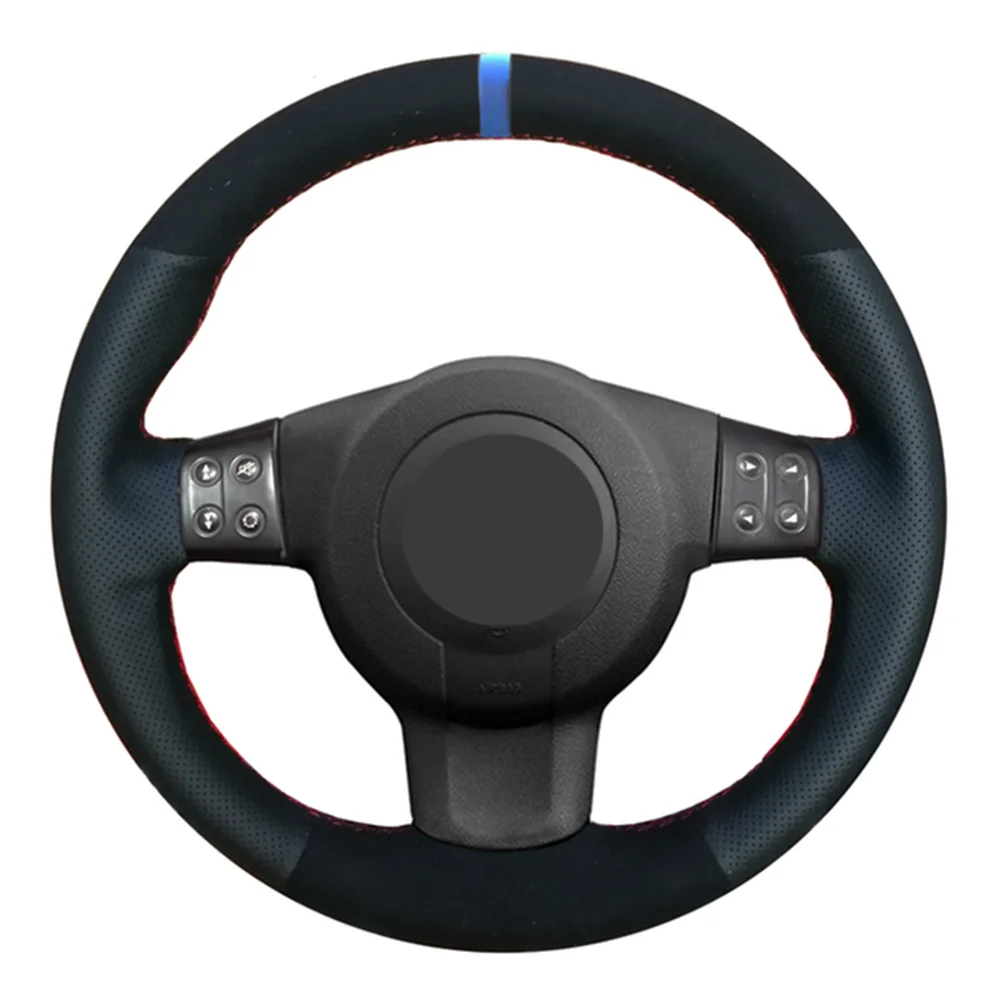 Car Steering Wheel Cover DIY Hand-stitched Black Genuine Leather Suede For Seat Leon (Mk2) 2006-2008 Ibiza (6L) 2007 | Автомобили и
