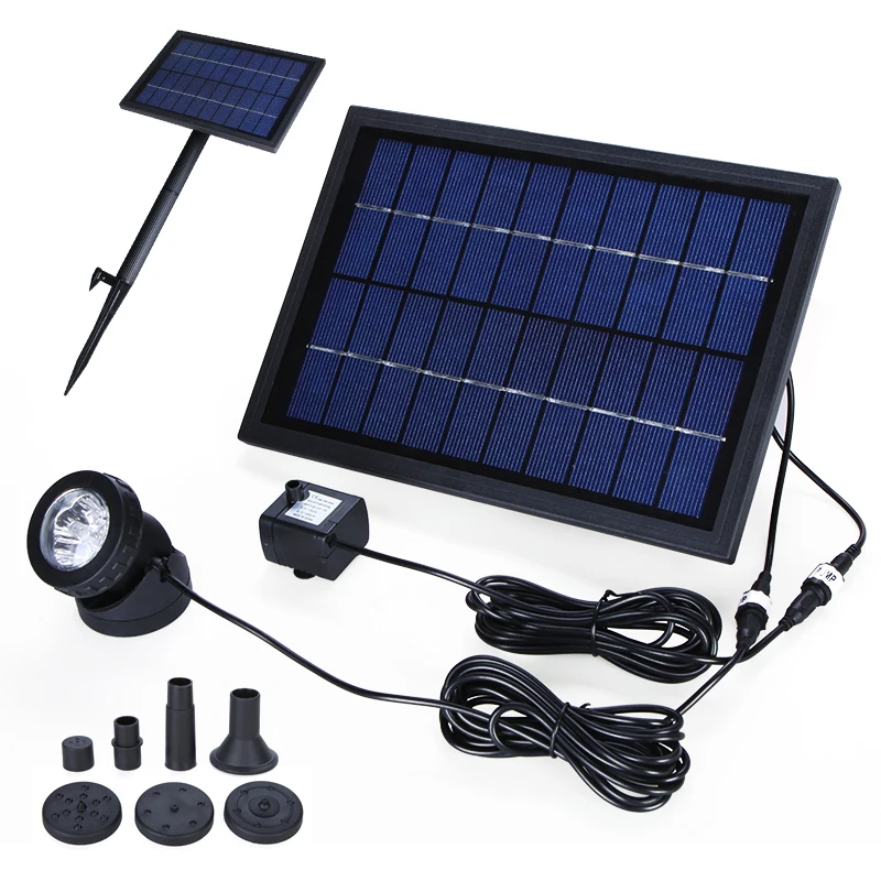 New 10V 5W Brushless Solar Power Water Pump Decorative Fountain Water Pump with 6 LED Spotlight for Garden Pond Pool Water Cycle
New 10V 5W Brushless Solar Power Water Pump Decorative Fountain Water Pump with 6 LED Spotlight for Garden Pond Pool Water Cycle