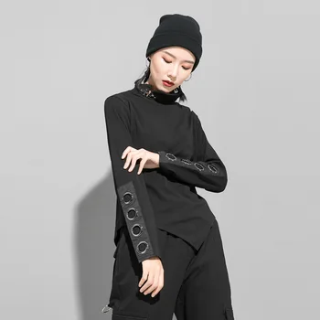 2020 Spring Black Color Button Bottoming Cold Wind Chicken Eye Thin Elastic Long Sleeve T-shirts For Women
2020 Spring Black Color Button Bottoming Cold Wind Chicken Eye Thin Elastic Long Sleeve T-shirts For Women