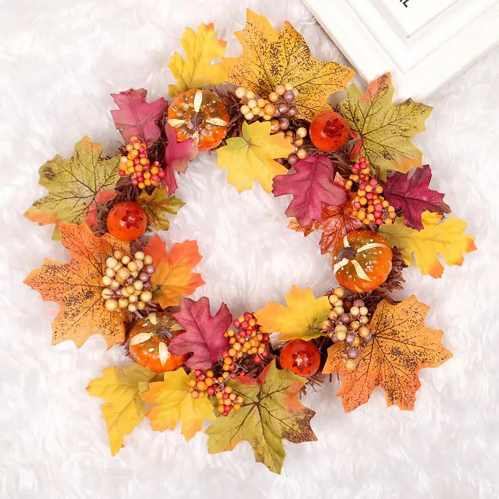 Тыквенный кленовый венок Осенний праздничный висячие двери домашний декор