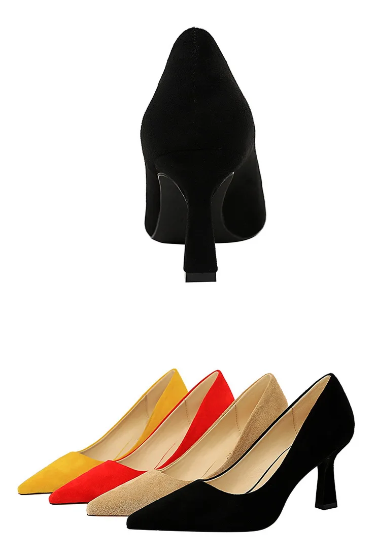 High Heels shoes Women pointed toe pumps flock shallow office pump casual Slip on Slides big size zapatos mujer high quality High Heels shoes Women pointed toe pumps flock shallow office pump casual Slip on Slides big size zapatos mujer high quality