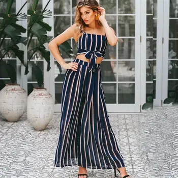 Women Sets Summer Chiffon Stripes Print Sleeveless Casual Sling Tops+ Loose Wide Leg Pants Ladies Outfits
Women Sets Summer Chiffon Stripes Print Sleeveless Casual Sling Tops+ Loose Wide Leg Pants Ladies Outfits