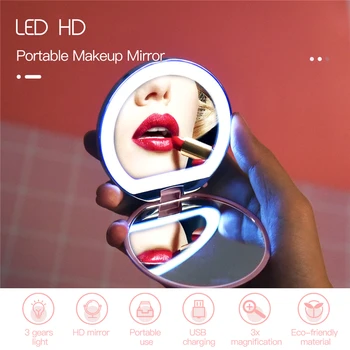 USB Charging LED Makeup Mirror Electric Mini Foldable Mirror 1X/3X Magnification Pocket Purse Double Sided Lady Cosmetic Mirror
USB Charging LED Makeup Mirror Electric Mini Foldable Mirror 1X/3X Magnification Pocket Purse Double Sided Lady Cosmetic Mirror