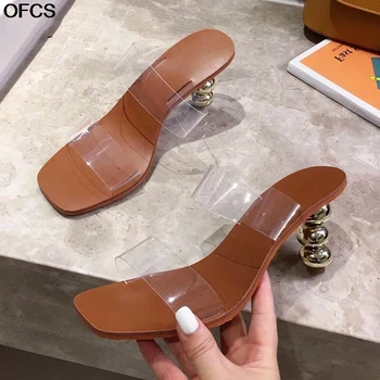Summer Strange Heel Slippers Women Sexy Transparency PVC Square Toe High Heel Sandals Ladies Gladiator Casual Slides Women Shoes
Summer Strange Heel Slippers Women Sexy Transparency PVC Square Toe High Heel Sandals Ladies Gladiator Casual Slides Women Shoes