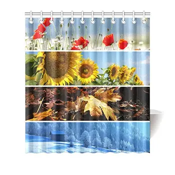 Four Seasons Spring Poppy Sunflower Autumn Maple Winter Waterproof Shower Curtain Decor, Fabric Bathroom Set with Hooks,
Four Seasons Spring Poppy Sunflower Autumn Maple Winter Waterproof Shower Curtain Decor, Fabric Bathroom Set with Hooks,