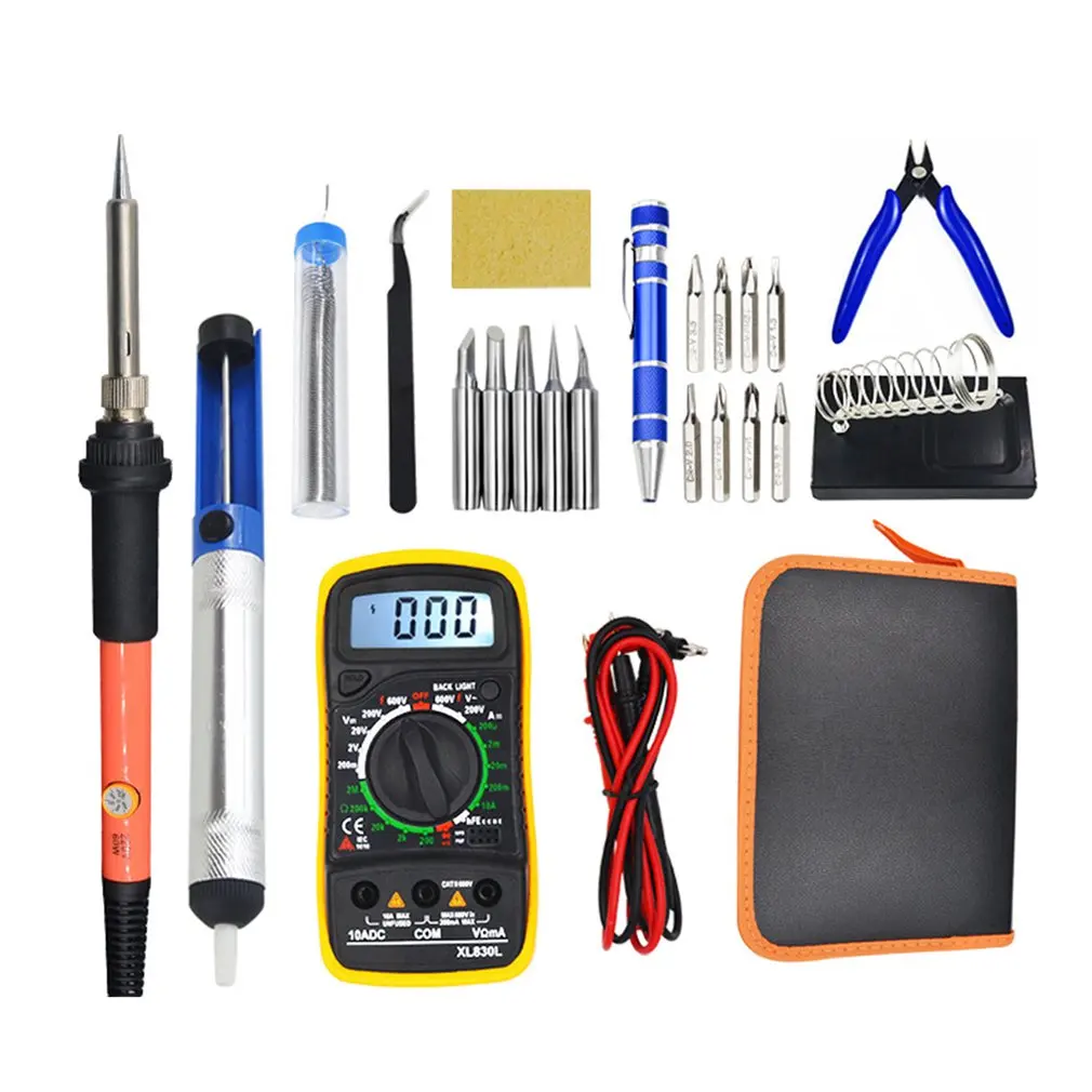 16PCS XL830L 110V/220V Electric Soldering Iron Kit 60W Soldering Iron kit With Multimeter Desoldeirng Pump Welding Tool
16PCS XL830L 110V/220V Electric Soldering Iron Kit 60W Soldering Iron kit With Multimeter Desoldeirng Pump Welding Tool
