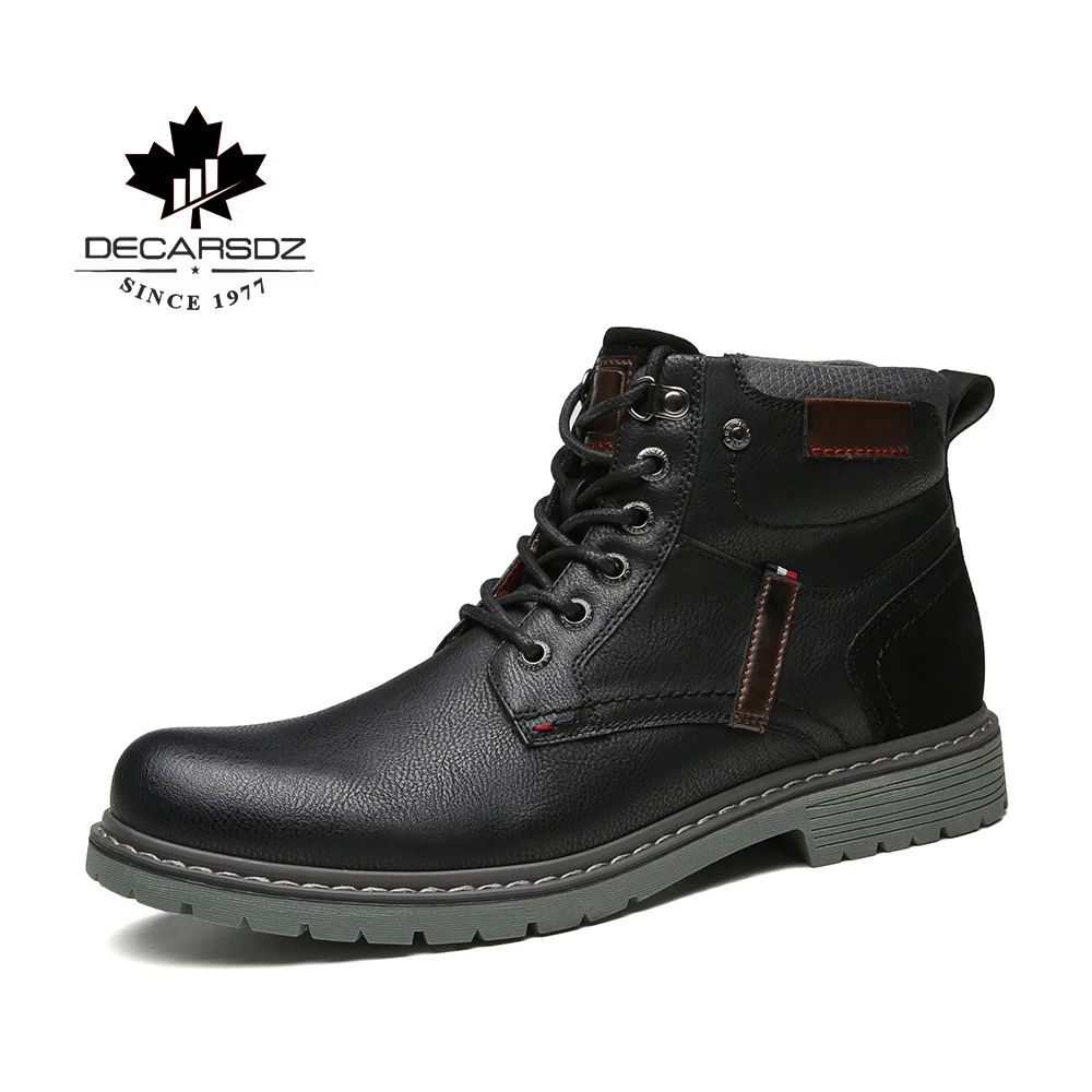 DECARSDZ Men Boots casual 2019 Autumn & Winter New Basic Boots Lace-up Rivets Fashion Ankle Boot Brand design leather Boots Men
DECARSDZ Men Boots casual 2019 Autumn & Winter New Basic Boots Lace-up Rivets Fashion Ankle Boot Brand design leather Boots Men