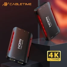 CABLETIME Video HDMI Capture Card LED Design 1080P 60FPS for Live Recording PS5 PS4 Switch Switch Xbox C389 CABLETIME Video HDMI Capture Card LED Design 1080P 60FPS for Live Recording PS5 PS4 Switch Switch Xbox C389