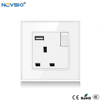 NOVSKI Crystal Glass / PC Panel 13A UK Switched Socket Wall 1 USB Outlet, 110v - 250v Grounded
NOVSKI Crystal Glass / PC Panel 13A UK Switched Socket Wall 1 USB Outlet, 110v - 250v Grounded
