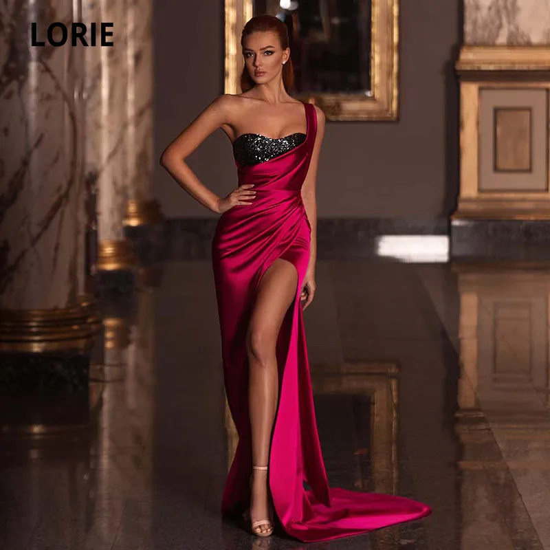 Элегантные вечерние платья LORIE, атласное платье с одним открытым плечом и блестками, с разрезом сбоку, платье для вечеринки в стиле знаменитостей
Элегантные вечерние платья LORIE, атласное платье с одним открытым плечом и блестками, с разрезом сбоку, платье для вечеринки в стиле знаменитостей